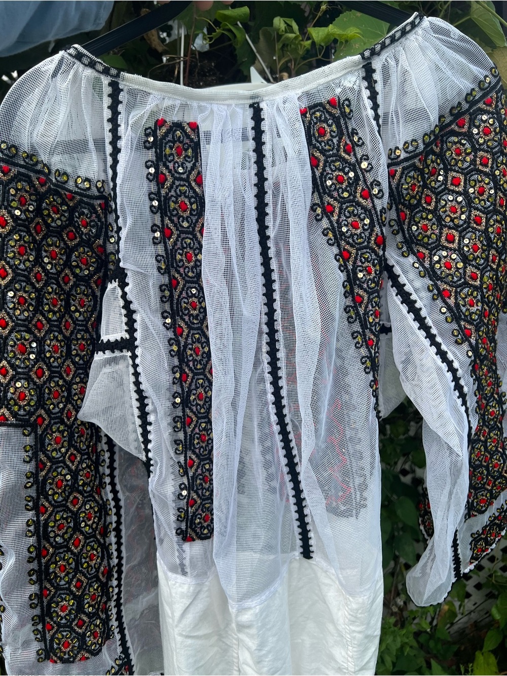 Ie long Romanian authentic Embroidered by hand White Maxi Dress - Picture 7 of 11